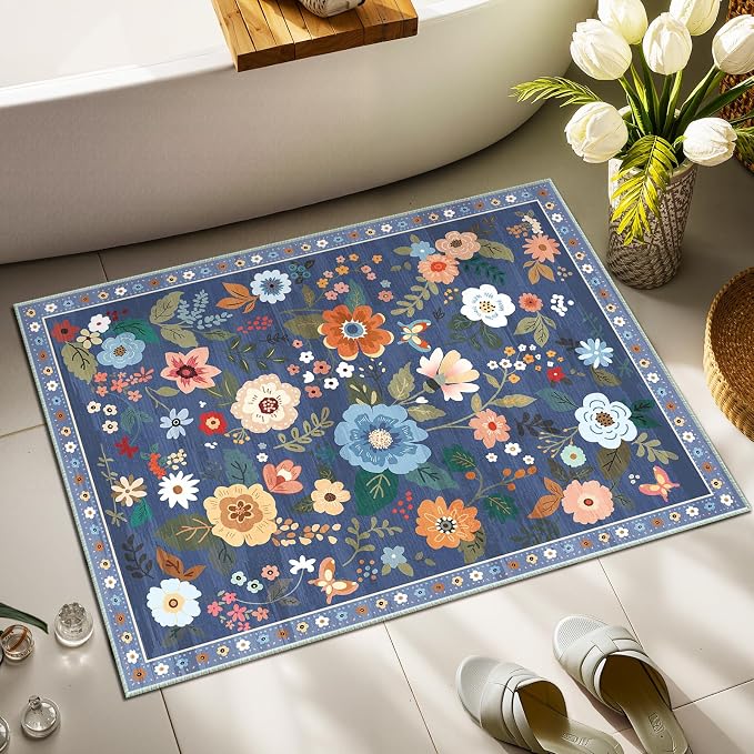 RELEANY Floral 2x3 Area Rugs Washable Print Boho Cute Carpet Non Slip Flower - Image 8