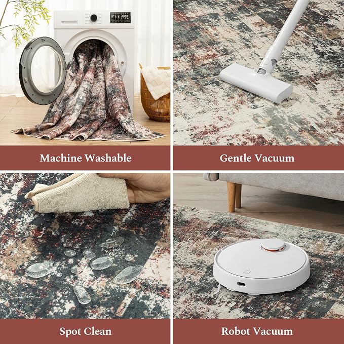 Rugflix 5x7 Area Rugs for Living Room, Washable Large Rug Stain-Resistant Low - Image 4