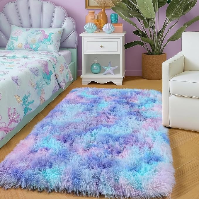 Amdrebio Purple Rainbow 2x3 Small Area Rugs by Amdrebio