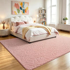 5x7 Pink Washable Area Rug for Bedroom Living Room, Leaf Geometric Patter Shag - Image 2