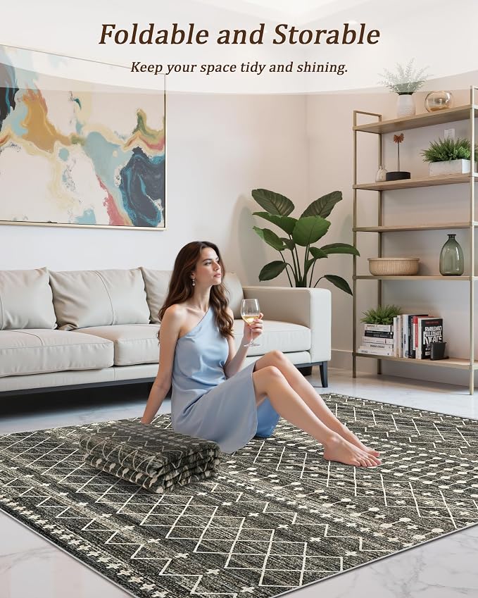 Miukiki 10x14 Area Rugs for Living Room Moroccan Washable Rugs Non Slip Indoor - Image 6