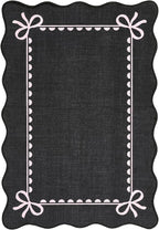 GarveeHome Scalloped Bow Rug for Living Room, Solid Rug for Dorm, Washable Rugs - Image 4
