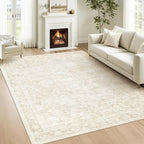 5x7 Area Rugs for Living Room: Washable Vintage Floral Rug Low Pile Non-Slip by LOSBULAKE