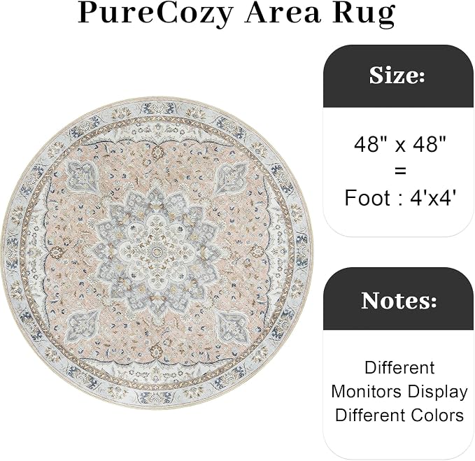 Ultra-Thin Washable 4ft Round Rug - Image 2