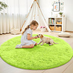 OLANLY Lime Green Round Rugs for Bedroom - Image 2