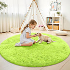OLANLY Lime Green Round Rugs for Bedroom - Image 2