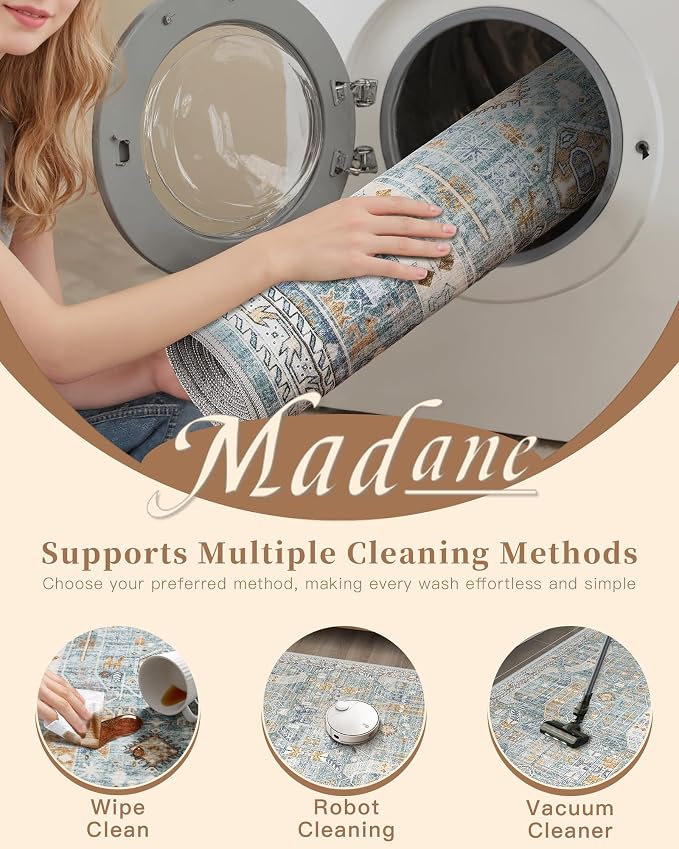 Madane Runner Rug 2'6''x8' Kitchen Runner, Hallway Runner Printed Vintage - Image 12