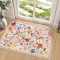 Entryway Rug 2X3 Small Rugs: Floral Washable Door Mat Vintage Soft Low Pile by PLHXFRSoftAreaRugs