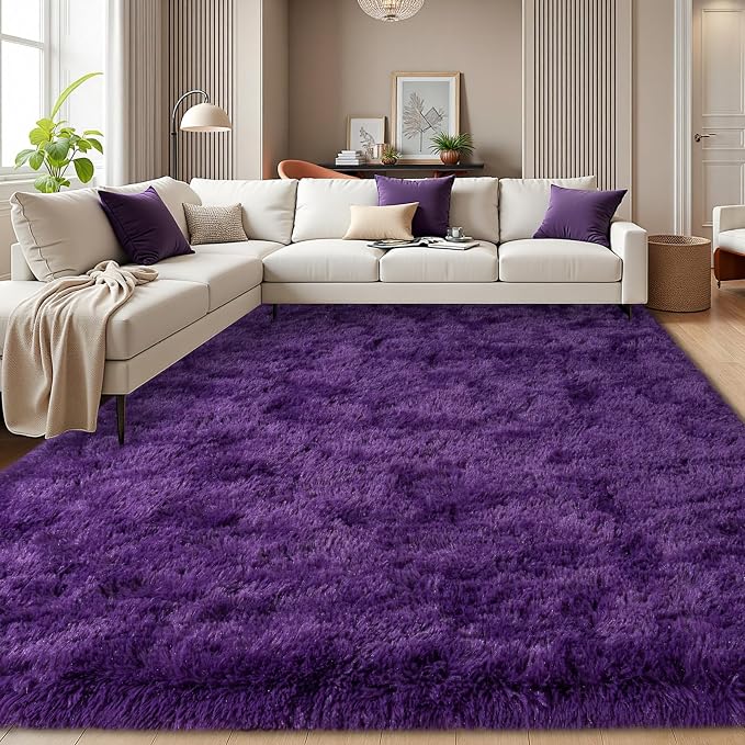 8x10 Shag Rugs for Living Room, Soft Large Fluffy Purple Fuzzy Area Rugs for - Image 8