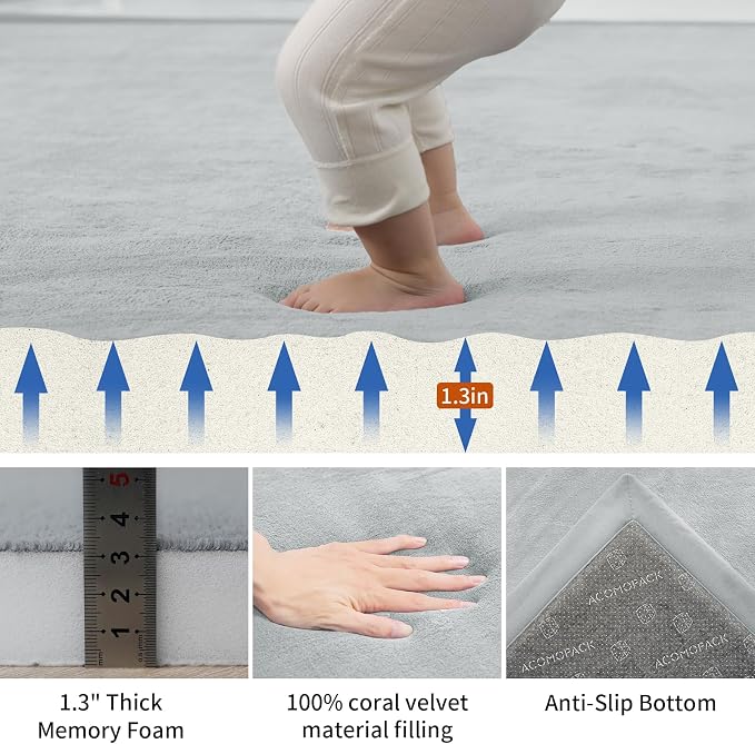 ACOMOPACK Baby Play Mat for Floor, 1.3" Thick Memory Foam Area Rug for Living - Image 2