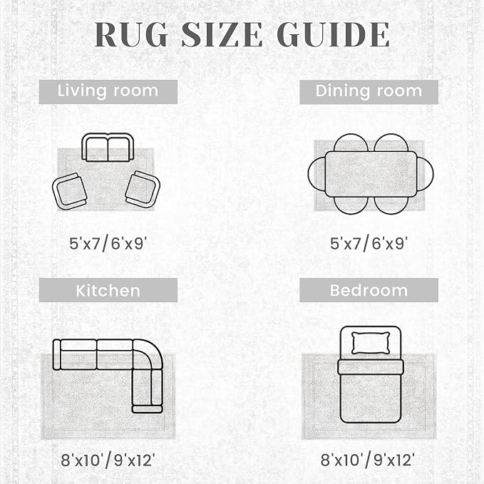 6x9 Area Rugs for Living Room: Washable Vintage Floral Rug Low Pile Non-Slip - Image 6