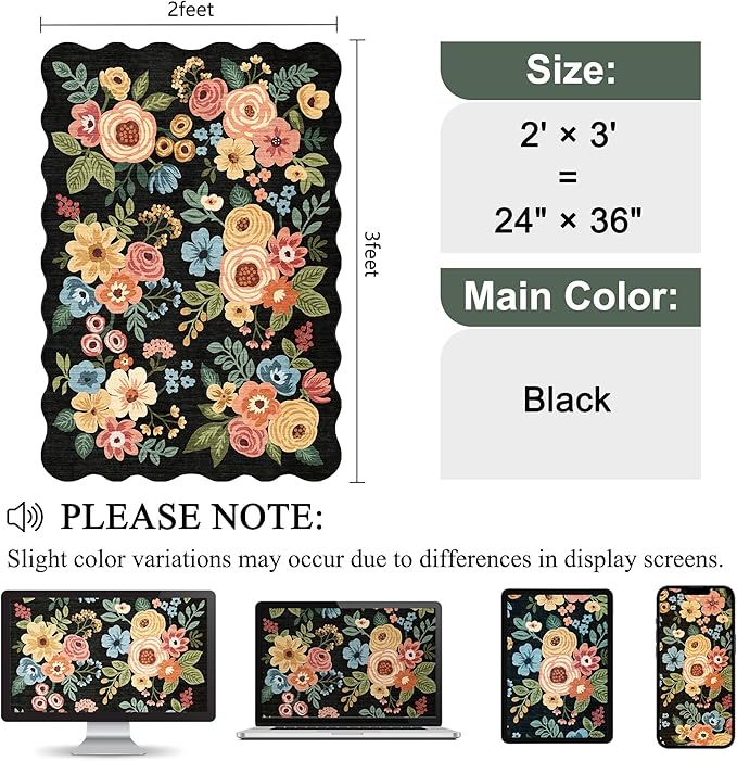 DUKINO 2x3 Entryway Rug, Floral Washable Indoor Door Mat - Image 2