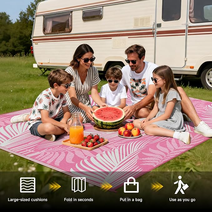 Pauwer Waterproof Outdoor Rug 6x9, Reversible Plastic Straw Patio Camping Rug - Image 5