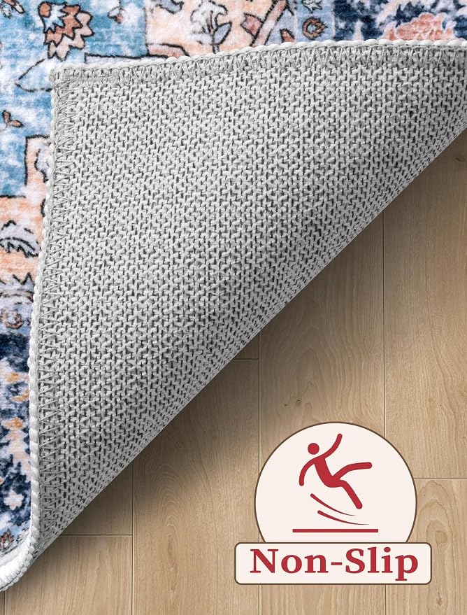 SERISSA Runner Rug for Hallways, Extra Long Boho Rug Ultra Soft Vintage Blue - Image 4