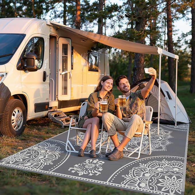 Pauwer Waterproof Outdoor Rug 8x10, Reversible Plastic Straw Patio Camping Rug - Image 7