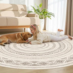 cotiled 8x8 Round Area Rugs Living Room Rug: Washable Boho Rugs - Image 7