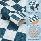 GarveeHome Blue and White Checkered Rug 6×9 Area Rugs - Image 6