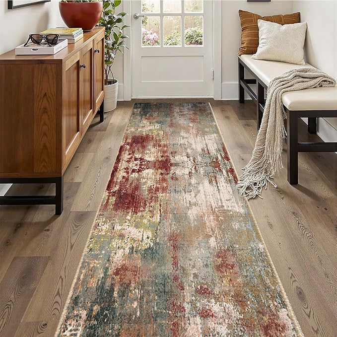 RELEANY Washable Area Rugs 2'x10' Non-Slip Modern Abstract Soft by RELEANY