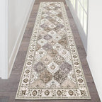HEBE Hallway Runner Rug 2'x8' Washable Vintage Distressed Area Rugs Non Slip by HEBE