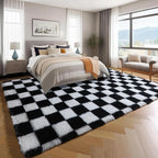 KICMOR 5x7 Rug for Living Room Bedroom, Fluffy Black and White Area Rug Fuzzy - Image 3