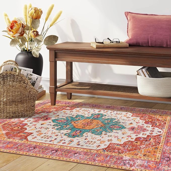 Moynesa Ultra-Thin Washable Vintage Area Rug - Image 7
