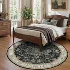RELEANY Area Rugs Round 8ft Washable Non-Slip, Floral Vintage Distress - Image 3