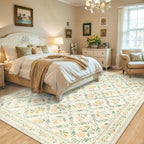 Area Rugs 9x12 Living Room: Floral Washable Rug Vintage Large Soft Boho - Image 2
