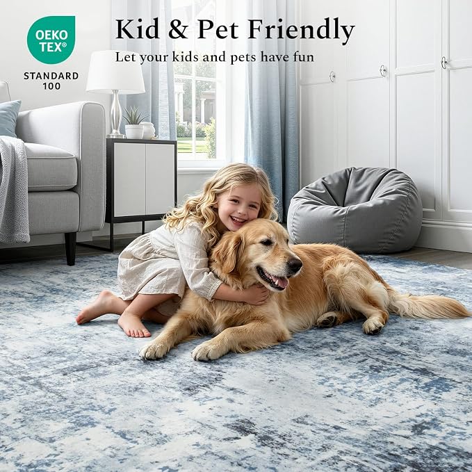 Rugflix 8x10 Area Rugs for Living Room, Washable Large Rug Stain-Resistant Low - Image 5