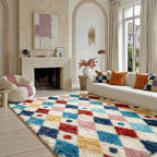 PureCozy Checkered Rug 8x10 Fluffy Shag Living Room Colorful Area Rug Modern - Image 2
