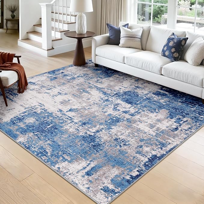 RELEANY Washable Area Rugs Square 8ft Non-Slip Modern Abstract Soft by RELEANY