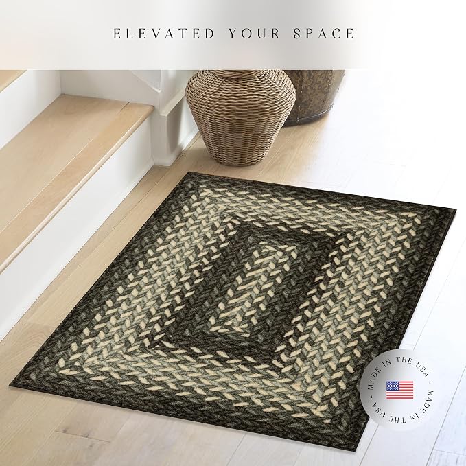 Maples Rugs Marion Bohemian Braided-Style Print Area Rug – Made in USA – - Image 3