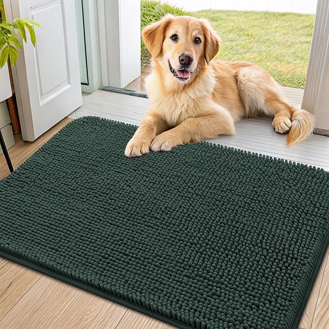 Smiry Dog Door Mat for Muddy Paws 36x24, Absorbent Dirt Trapper, Non-Slip by Smiry