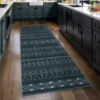 SERISSA 2x5 Kitchen Runner Rug, Washable Non-Slip Grey Boho Rug, Soft Low-Pile by SERISSAHomeDecorCollection
