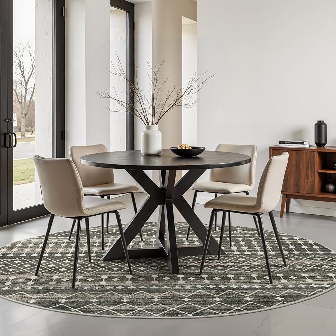 Miukiki Round Rugs 8ft Washable Moroccan Circle Rug - Image 9