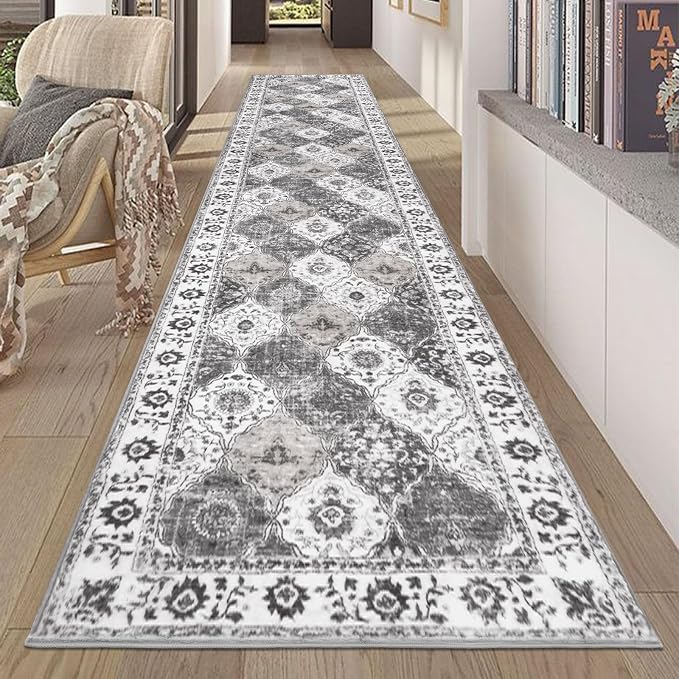 HEBE Hallway Runner Rug 2'x10' Washable, Vintage Distressed Area Rugs Non Slip by HEBE