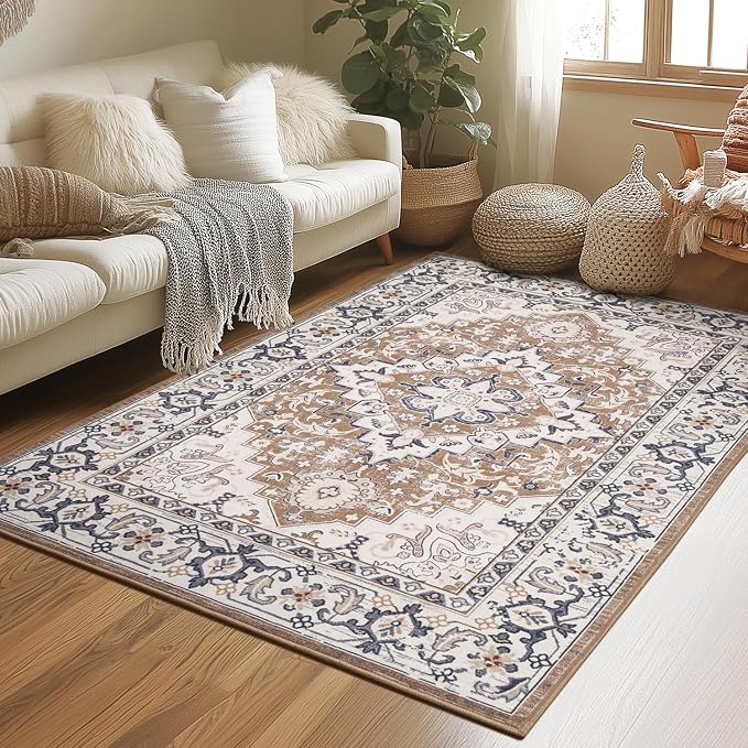 Lessymo 3 x 5 Area Rugs for Living Room- Machine Washable Area Rugs Boho Faux by Lessymo