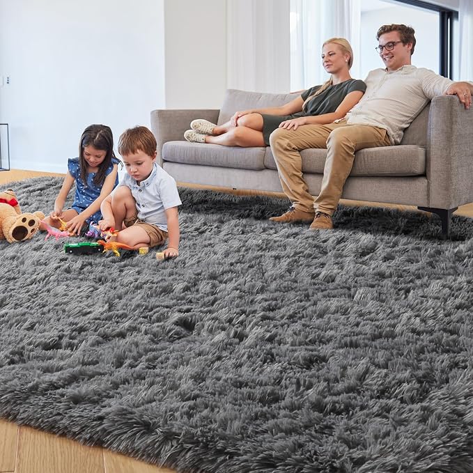 PAGISOFE Grey Fluffy Rugs for Bedroom 4x6 Area Rug Shag Rug for Kids Room Furry - Image 7