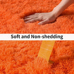 Soft Runner Rugs for Bedroom Hallways, 2x6 Orange Fluffy Shag Throw Area Rug - Image 6
