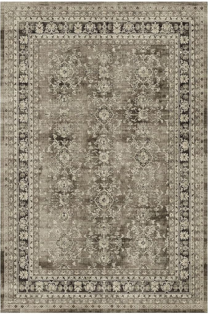 Lessymo Small Area Rugs 2x3 ft, Vintage Brown Machine Washable Rug - Image 9