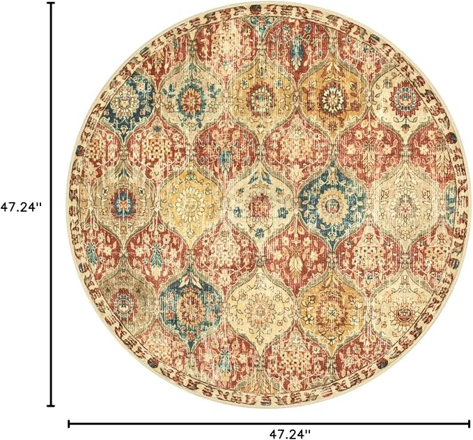 Lahome Moroccan Trellis Washable Round Rugs, Non-Slip Soft Round Rug 4ft - Image 2