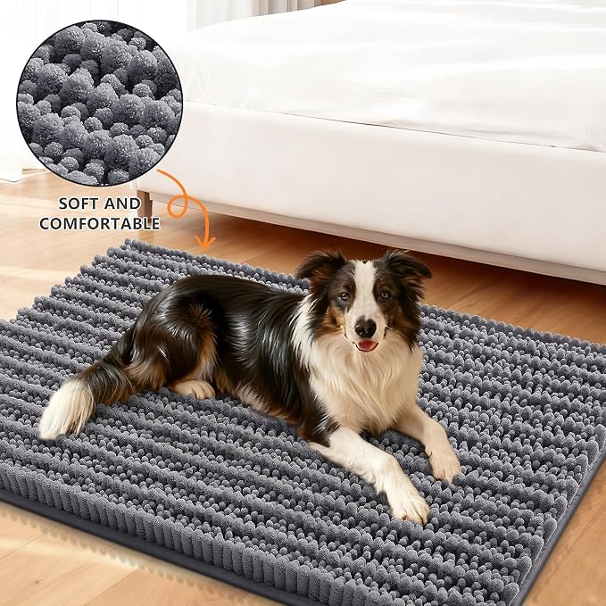 Smiry Dog Door Mat for Muddy Paws 48x30, Absorbent Dirt Trapper, Non-Slip - Image 2