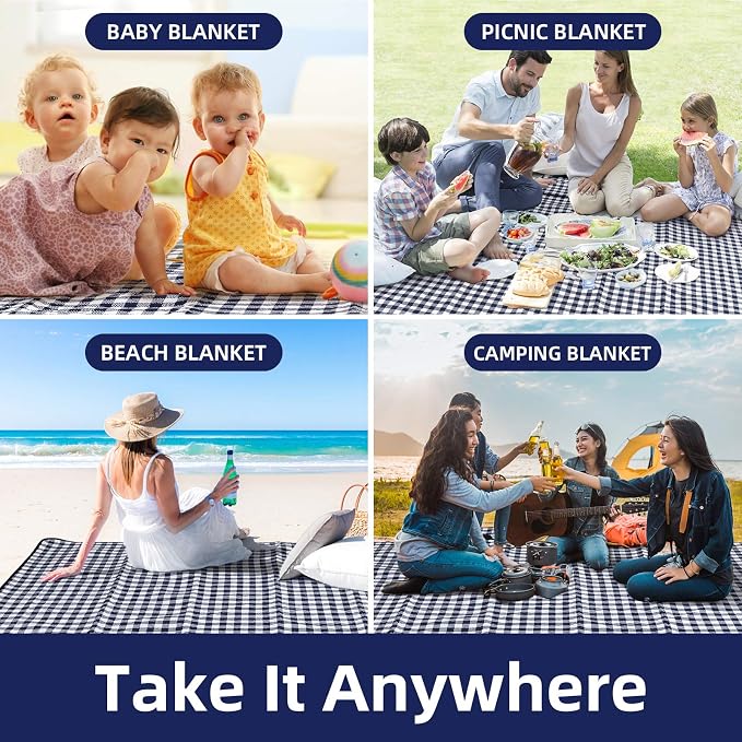 ZAZE Picnic Blankets Machine Washable, Oversized XL Outdoor Mat - Image 6