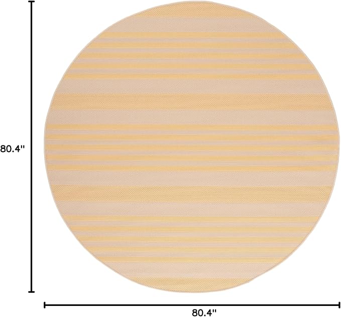 SAFAVIEH Courtyard Collection 6'7" Round Gold/Beige CY6062 Stripe Indoor/ - Image 2