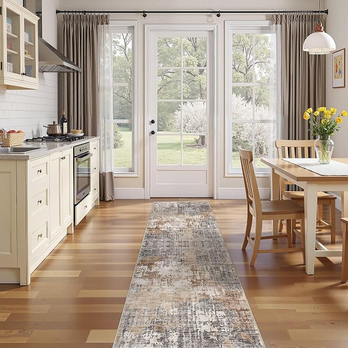 DMOYEST Washable Runner Rug for Hallway: 2.6x12 Neutral Modern Abstract Low - Image 4