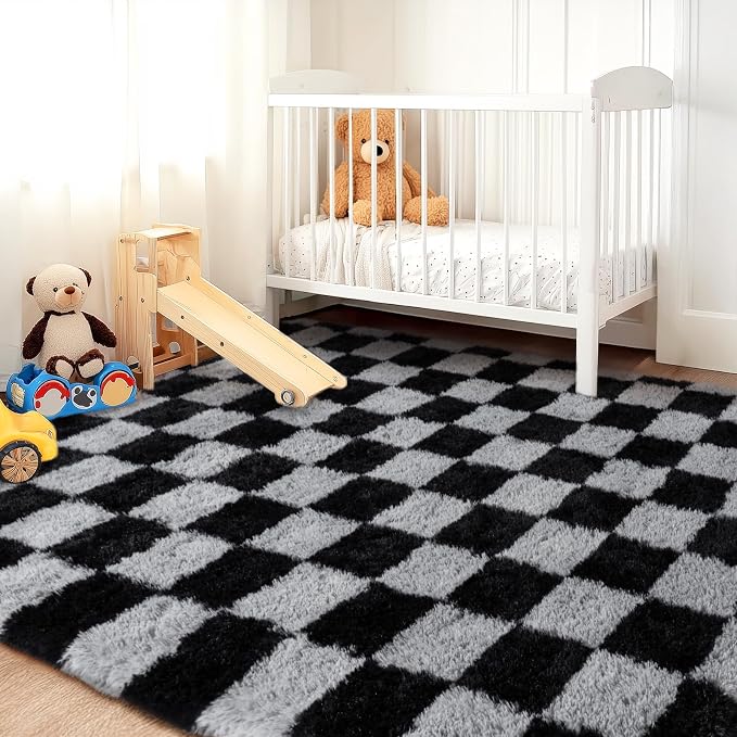 Checkered Rugs for Living Room Bedroom, 5x7 Area Rugs for Living Room, Modern - Image 7