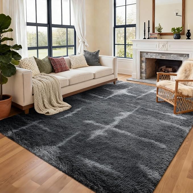 Area Rugs for Living Room, 6x9 Feet Soft Fluffy Shagg Plush Rug High Pile Large by Cuzwlovita