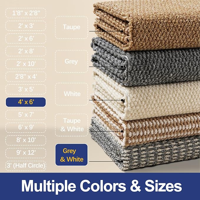 Faux Jute Area Rug 4'x6', Washable & Non-Slip, No Odor. Farmhouse Boho Style - Image 7