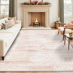 Latte&Fog 6x9 Washable Area Rugs, Vintage Large Pink Rugs by LatteFog