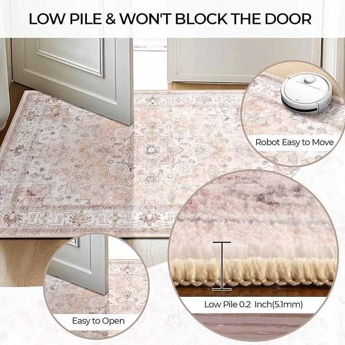 CAPALOCA Machine Washable Rugs Nursery Rug 4x6 Cute Girl Non Slip Low Pile - Image 7