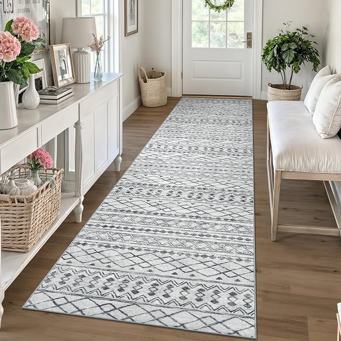 KUTA Boho Runners for Hallways 2.6x10 ft Moroccan Washable Runner Rug Non-Slip by KUTA